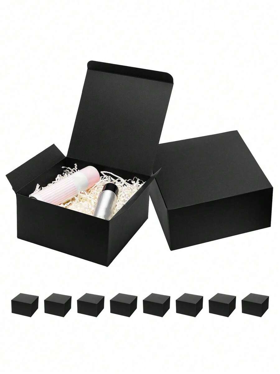 4pcs/1pc Black Lid Gift Box, Suitable For Groomsmen, Bridesmaids, Christmas, Wedding, Graduation Ceremony, Festivals, Birthday Gifts, Cardboard Craft Small Gift Box - Groomsman Proposal Box, Suitable For Wedding Gifts, Christmas, Graduation Ceremony, Festivals And Birthday Gifts.