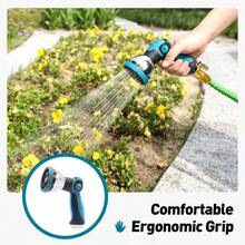 Boquilla de manguera de jardn, boquilla de rociador de manguera con 10 patrones de pulverizacin, vlvula de encendido y apagado, boquilla de manguera de agua de metal de alta presin para lavado de - inicial - Ver 4