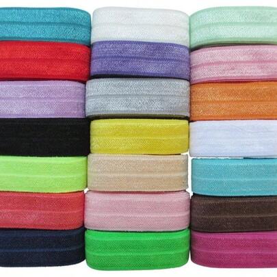 20Yards Elastic Stretch Foldover FOE Elastics Hair Ties Headbands Variety Color Pack 20colors