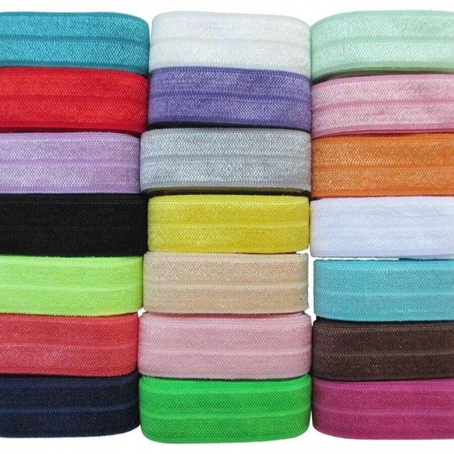 20Yards Elastic Stretch Foldover FOE Elastics Hair Ties Headbands Variety Color Pack 20colors - inicial - Ver 1
