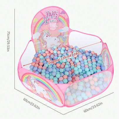 Lều bóng chơi gấp gọn 120cm cho trẻ em kèm rổ bóng rổ, đồ chơi di động thú vị, thích hợp làm quà sinh nhật/lễ Phục Sinh cho trẻ em.