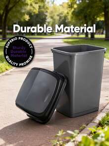 50L/60L Heavy Duty Plastic Trash Can, Modern Minimalist Design, Quiet Swing Lid + Leak-Proof Closure, Odor Control Ventilation Holes, Sturdy Space-Saving, Suitable For Home & Commercial Use - Dark Grey - View 1