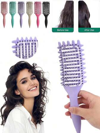 Wave Edge Vented Detangling Brush For Straight & Wavy Hair – Lightweight Blow Dry Styling Comb, Anti-Frizz Scalp Massage Hairbrush For Wet & Dry Use