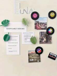4pcs Retro Cassette Tape Design Refrigerator Magnets, 4.2*3cm And 4.2*4.2cm, Vinyl Record Theme Decorative Stickers For Home, Room, Kitchen, Office Decor, Fridge Magnets, Home Accessories - Multicolor - View 6