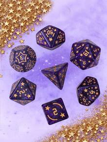 Star Dice And Plastic Bag Packaging Set Acrylic Material Polygonal Dice Suitable 7-Piece Set For Entertainment Tabletop Games - Purple - View 4
