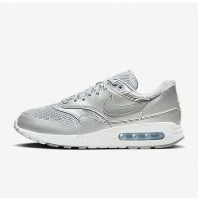  Giày chạy bộ ngoài trời Nike Air Max 1 dành cho nam, với đệm khí Air nhìn thấy được ở phần mũi giày, nhẹ, thoải mái, bền bỉ cho cả sử dụng hàng ngày và thể thao, giày thể thao casual kiểu dáng retro màu bạc trắng mới, cần thiết cho các chuyến đi chơi, FV7477-002