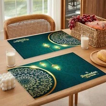 1/4/6 szt. lniane podkładki pod talerze z motywem latarenki Ramadan, błogosławieństwa Ramadanu, prezent na Ramadan, dekoracja Ramadanu, odpowiednie na stół jadalny, dekoracja całoroczna, zmywalne podkładki, wystrój domu, podstawki, maty na stół kuchenny, dekoracja na imprezy wewnątrz i na zewnątrz, wystrój domu, idealny prezent - Wielokolorowe - Zobacz 8