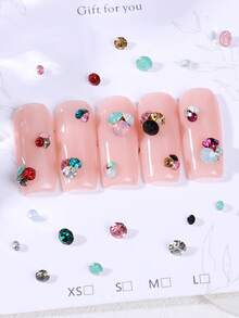 1盒彩色Y2K美学美甲水钻，彩色树脂尖底水钻，适用于DIY美甲装饰、美甲宝石、美甲用品、美甲配件 - 彩色 - 查看 10