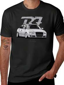 Camiseta Gris para Hombre Talla A4 B7 - Impresión en el Pecho Blanca Lisa Inspirada en Anime Kawaii, Camiseta Casual de Manga Corta con Cuello Redondo, Lavable a Máquina, Camiseta para Todas las Estaciones, Talla Asiática (Equivalente a Papel A4/B7) - Negro - Ver 1