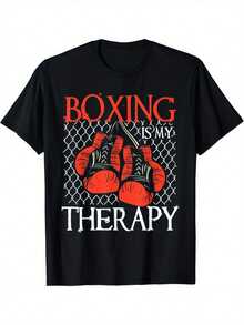 Camiseta de Boxeo con Guantes de Boxeo Divertidos - Negro - Ver 1