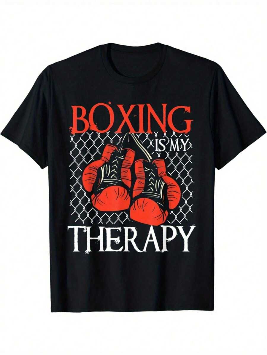 Camiseta de Boxeo con Guantes de Boxeo Divertidos - Negro - Ver 1