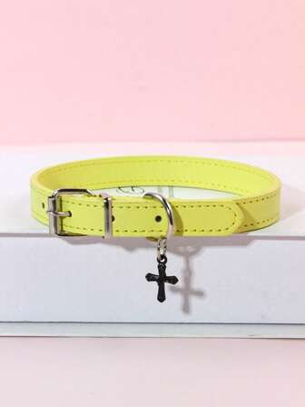 1 st justerbart enfärgat PU-läderhalsband för husdjur, lämplig för katter, små hundar, chihuahuor, taxar, dekorativt halsband för vardagsbruk