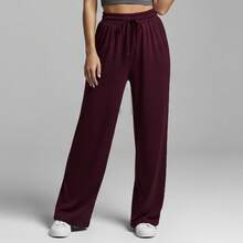 Women's Casual Modern Stylish Sweatpants With Flare Leg, Structured Fit, Sophisticated, Soft - Màu Đỏ Sâu - Xem 13