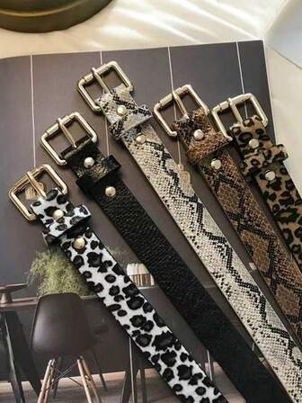 1pc Leopard Print Belt, Women's New Casual Versatile Fashion Personalized Student Skirt/Pants Decorative Belt, Y2K Style