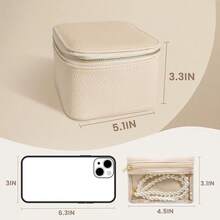 Travel Jewelry Organizer, Jewelry Travle Case With 6 Velvet Jewelry Bags, Portable Travel Jewelry Storage Box, Valentines Gifts For Women (Beige),Beige - 淺褐色的 - 查看 4