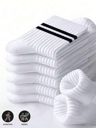 1 Pair Unisex Thick Mid-Calf Socks, Comfortable Striped Business Casual Socks, Black & White 1 Pair Unisex Shark Pattern Soft, Lightweight, Odor-Resistant Sports Socks, Comfortable, Warm For Autumn/Winter, Suitable As Mother's Day Gift 40pcs/30pcs/20pcs/10pcs/8pcs/2pcs