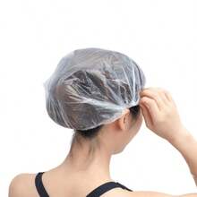 200个一次性浴帽，透明塑料发帽，女士防水浴帽，酒店旅行必备配件，深层清洁护发产品【特别说明：约100个产品中可能有5个存在轻微瑕疵，此为合理误差范围。】 - 無色 - 查看 5