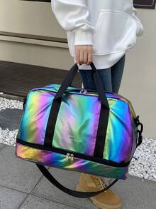 1 szt. Modna, kolorowa, swobodna torba podróżna z wieloma kieszeniami, lekka i poręczna, składana, o dużej pojemności, z oddzielną przegrodą na buty i separatorem rzeczy suchych i mokrych. Można nosić jako torbę na ramię lub przez ramię, kompatybilna również z przenośną walizką. Idealna na podróże służbowe, wakacje, sport i fitness. Torba podróżna, torba podróżna, wytrzymały organizer podróżny, niezbędny na rejs, niezbędny na wakacje dla mężczyzn i kobiet. - Wielokolorowe - Zobacz 2