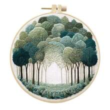 初学者自然风景刺绣套装，树木刺绣入门套装DIY十字绣套装，适合初学者进行印花、缝纫、艺术工艺绘画、家居装饰针线活等创作。 - 彩色 - 查看 7