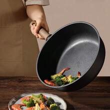 1 Juego de Utensilios de Cocina Antiadherentes de Alta Calidad en Negro, que incluye Sartén, Olla para Sopa, Sartén Plana, Apto para Cocina de Inducción y Compatible con Todas las Estufas