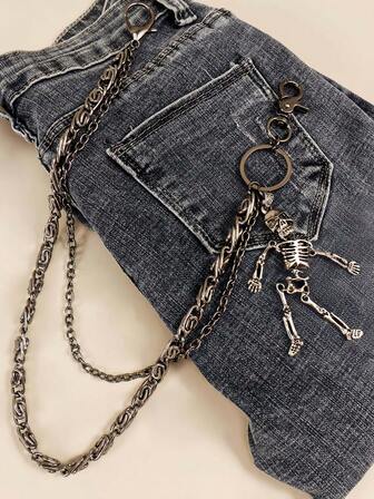 1 件装女士街头朋克风大胆性感骷髅裤链 - 非常适合派对、聚会和节日送礼