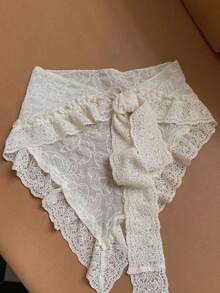 1pc Asymmetrical Yarn Skirt, Lace Elegant Yarn Skirt, Versatile Pinafore Dress Design