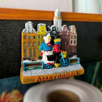 Amsterdam City Scenery Cycling Couple Decorative Craft Magnetic Refrigerator Sticker Souvenir Gift