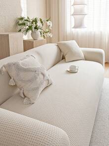 1 tấm bọc ghế sofa co giãn, màu trơn, chất liệu jacquard, kiểu dáng hiện đại phù hợp mọi mùa, có thể giặt máy, thân thiện với thú cưng và bền chắc, thích hợp cho phòng khách, phòng ngủ, phòng ăn, ngoài trời, phù hợp với ghế sofa 1/2/3/4 chỗ ngồi, kèm theo dải chống trượt. - Màu be - Xem 6