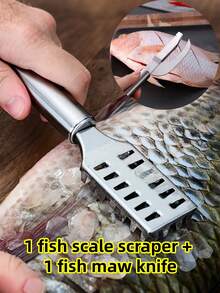 1pc Stainless Steel Anti-Rust Serrated Fish Scaler - Household & Restaurant Quick Descaling Tool - Multicolor - View 17