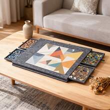 Large Puzzle Board Set | Includes Sorting Tray | Compatible With 500-600 Piece Puzzles | Foldable Design For Easy Storage | Perfect Workstation For Puzzle Enthusiasts - Dark Grey - View 3