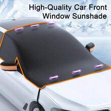 1pc Car Windshield Snow Cover, Thick & Long Sunshade Frost Guard, Winter Windshield Snow Shade, Car Sun Visor, Magnetic Snow Shade (Random Color For Car Ears)
