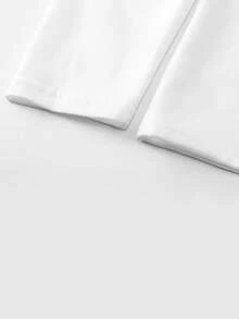 Women's Solid White Minimalist Contrast Color Letter Double-Sided Print Base Layer Long Sleeve Loose Versatile Casual Commute Ribbed Neutral Top, Extremely Simple Solid Color Basic T-Shirt Spring - White - View 6
