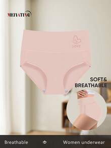 MEIYATING 1pc Women's Mid-Rise Fashionable Contrast Color Triangle Panty, Comfortable Fit - Pink - View 6