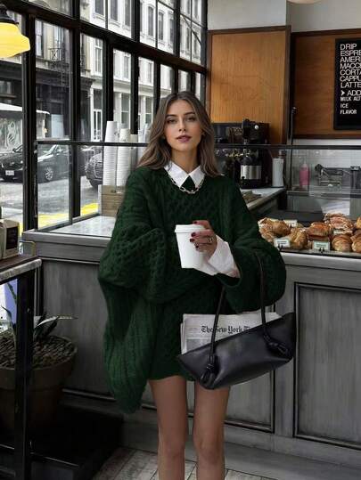 Autumn/Winter New Women's Holiday Casual Loose Street Elegant Twist Knit Long Sleeve Crew Neck Sweater, Casual Women, Modest Women Tops, For Women, Tops, Elegant Women Tops, Streetwear Women, Teacher, Winter, Thanksgiving, Fall Women, Back To School, Party Women, Y2K Women, Tops For Going Out, Concert Women, Winter Women, Country