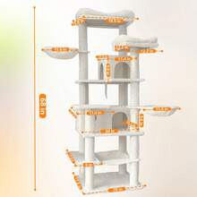 68in Tall Multi-Level Green Cat Tree With Hammocks, Hanging Basket, Cat Cave, Removeable Cushion, Scratching Posts - Plush Cat Tower For Indoor Cats, Perfect For Multiple Cats - 白色 - 查看 2