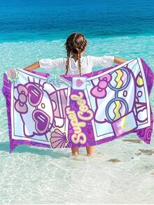 250gsm Super Soft Microfiber Quick Dry Beach Towel, Cute Cartoon Character Printed, Suitable For Beach, Yoga Mat, Sunscreen Shawl, Travel, Camping, Swimming, Picnic, 70*140cm - Multicolor - View 4