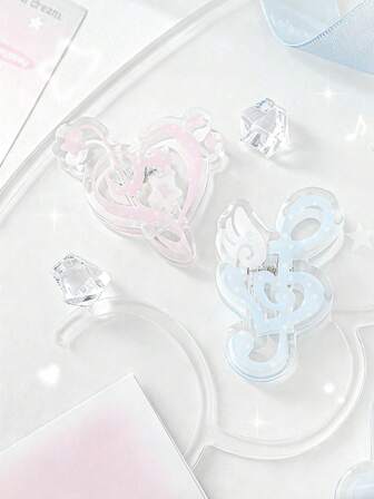 1 pieza Clip de papel de acrílico con forma de mariposa y corazón - Soporte de notas resistente a los golpes, ideal para organizar los exámenes de los estudiantes y accesorios para el diario de balas