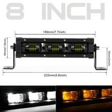 8'' 14'' 20" Super Bright 6D Lens Slim LED Light Bar, Amber White DRL Fog Lamp For Off Road Truck SUV ATV, 12V 24V Waterproof Driving Work Light, Front Bumper Roof Top Auxiliary Lamp - A - View 10