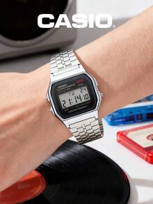 Casio Klasyczny, sportowy zegarek męski w swobodnym stylu. Męski zegarek na rękę. Posiada pasek ze stali nierdzewnej, o swobodnym i sportowym stylu, odpowiedni do noszenia na co dzień. Cyfrowy wyświetlacz zegara. A159W-N1, prezent na Sylwestra i Boże Narodzenie, prezent noworoczny.
