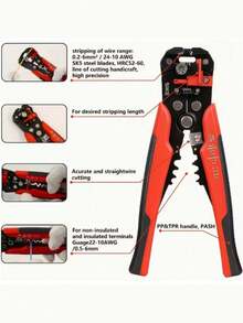 多功能自动剥线钳，适用于专业电工，剥线范围0.2-6mm²，符合人体工学的防滑设计，可快速剥线和剪线。适用于电气作业、家电维修、家居装修、汽车维修和船舶维修。