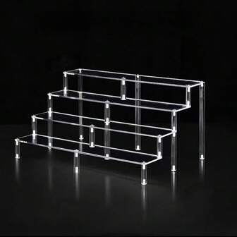 1个40厘米（15.75英寸）多层透明亚克力阶梯形展示架，桌面亚克力多层多功能展示架，适用于收藏品、香水、化妆品收纳和展示。桌面配件。