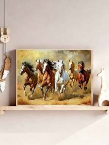 奔马 DIY 数字油画套装，成人 DIY 家居墙面装饰，40x50 厘米 / 16x20 英寸，不含画框，复活节、情人节及其他节日礼物。 - 彩色 - 查看 5