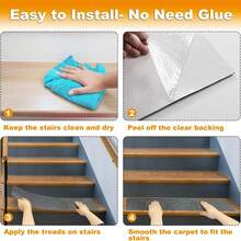 [8/15pcs] Non-Slip Warm Stair Treads - Solid Color Minimalist Wooden Steps - Non-Slip Stair Mats, Self-Adhesive Stair Treads, Non-Slip Stair Treads Suitable For Wooden Steps, 15pcs 22*70cm Indoor Stair Carpet Treads With Reusable Peelable Adhesive, Suitable For Elderly And Pets - Multicolor - View 10