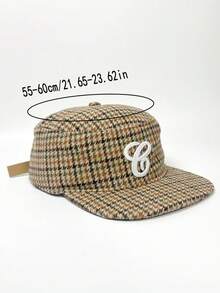 1pc Men's G Letter Embroidered Leopard Print Snapback Hat, Street Hip Hop Cap, Warm Sun Protection Plaid Flat Brim Hat, Christmas Gift - A - View 4