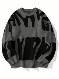 Modepatroon Ronde hals Lange mouw Casual trui Grafische drop-shoulder Monogram School Streetwear Lentevakantie-outfits Halloween gebreide trui