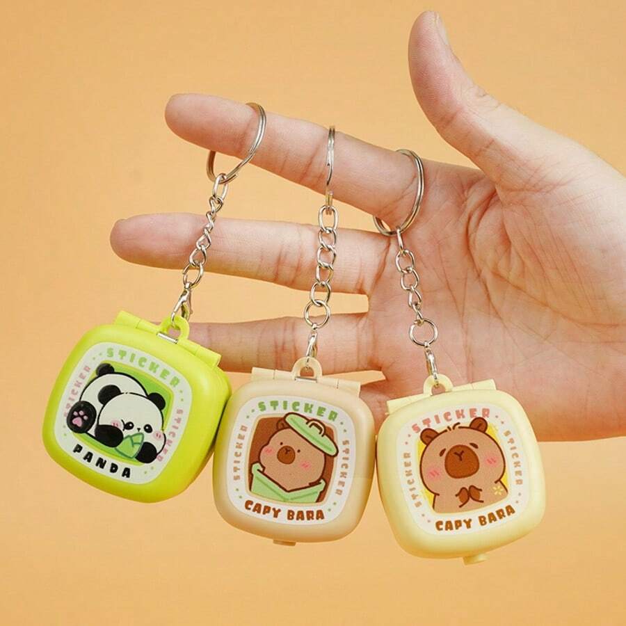 惊喜爆炸盒减压玩具钥匙扣，卡通迷你挤压式排气吊坠，创意女孩礼物，治愈系小礼物 - 彩色 - 查看 1