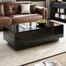 Modern High-Gloss Black Lacquered Coffee Table With Drawers And A Sliding Compartment – Rectangular Living Room Table Offering Ample Storage Space, An Elegant Design And An Easy-Care Surface - Black - View 7