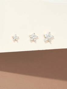 3 Pieces Set Flower 925 Sterling Silver Earring Women Romantic Stud Earring 18K Gold Plated Helix Cartilage For Daily Wear Wedding Party Engagement Christmas Gifts Fine Jewelry