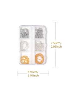 1Box 6 Strips Nail Chain Charms, 30cm Metal Nail Art Chains, 3D Gold Silver Gray Nail Chains, Nail Jewelry Chains, Line Nail Charms, Nail Decorations With Box For Manicure Decoration DIY Nails Nail Supplies - Multicolor - View 5