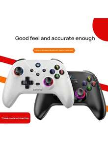 Lenovo Bộ điều khiển tương thích mọi nền tảng S02: Bluetooth/2.4G/Có dây ba chế độ, Thiết kế công thái học kiểu Xbox, Nút quay lại có thể lập trình, Đa năng cho Steam/Cloud Gaming/Sử dụng trên máy chơi game - Màu đen cổ điển - Xem 3